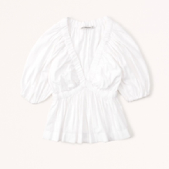 BNWT Abercrombie & Fitch Linen-Blend Plunge Top - Picture 3 of 5